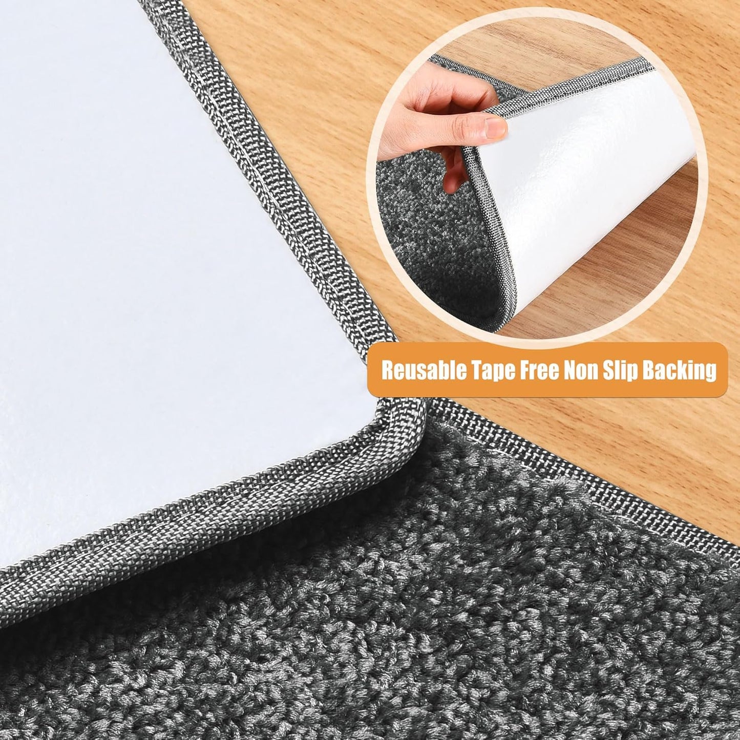 PURE ERA Bullnose Carpet Stair Treads Set Tape Free Non-Slip Indoor Stair Protectors Pet Friendly Rugs Covers Soft Skid Resistant Washable Reusable 9.5" x 30"(14 Pieces,Cream Gray)