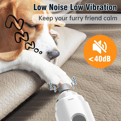 Dog Nail Grinder, 7-Speed Pet Nail Trimmer with LED Light & Sponge Dust Collector, Quiet and Low-Vibration, Painless Paws Grooming for Large Medium Small Dogs, Include Storage Bag