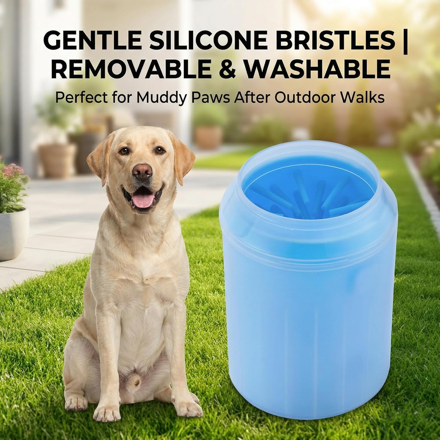 Dog Paw Cleaner, Portable Soft Silicone Paw Cleaner Pet Foot Washer Cup, Blue Removable Scrubber for Small Dog and Cats to Clean Muddy Paws After Outdoor Walks
