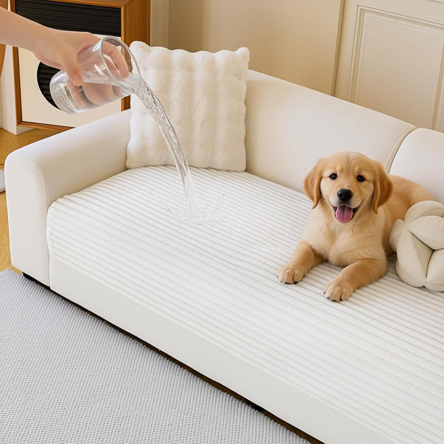 MYSKY HOME 100% Waterproof Couch Cover for Sofa, Couch Covers for Dogs, Non Slip Back Pet Sectional Sofa Covers for 3 Cushion Couch, Sofa Covers Washable, Dog Bed Cover, Dark Grey, 35"x70.9"