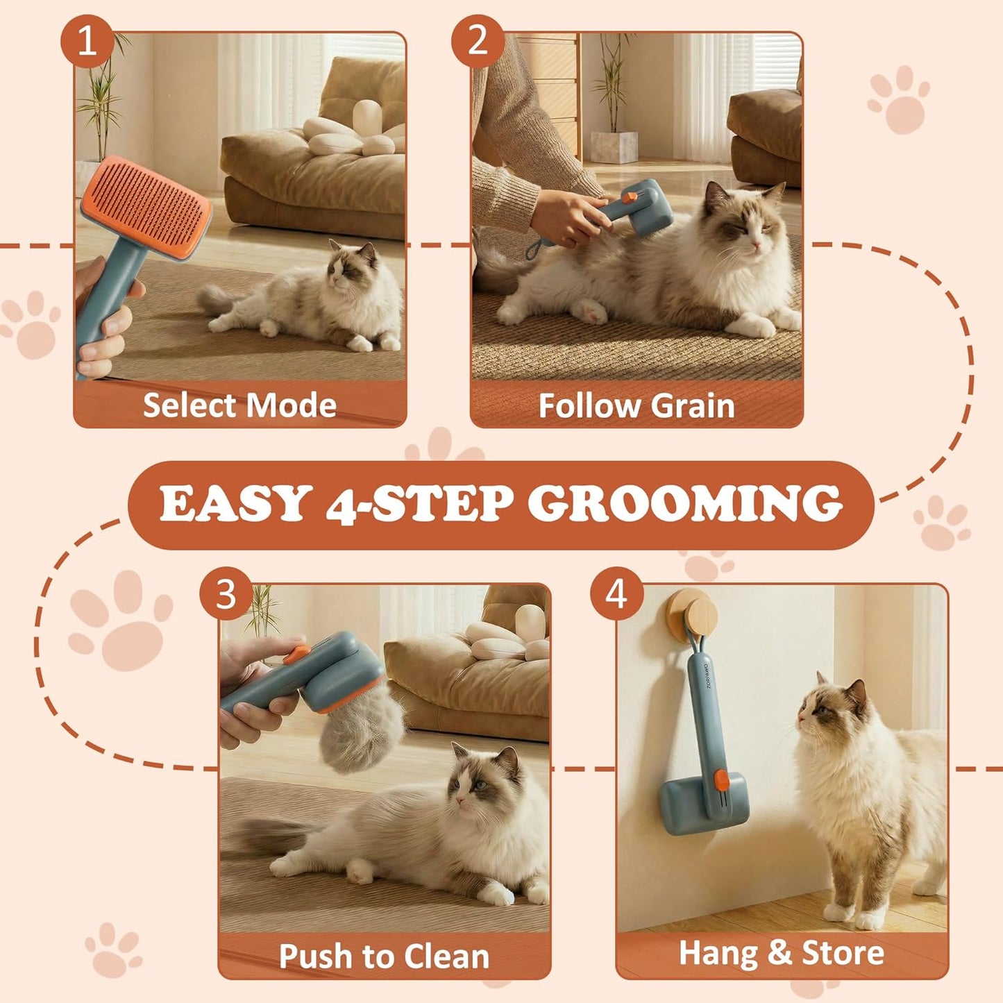 Self Cleaning Slicker Brush,2-Level Adjustable Dog Brush for Thick Undercoat,Golden Retriever,Border Collie,Poodle,Long Haired Summer Shedding(Green)