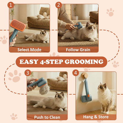 Self Cleaning Slicker Brush,2-Level Adjustable Dog Brush for Thick Undercoat,Golden Retriever,Border Collie,Poodle,Long Haired Summer Shedding(Green)