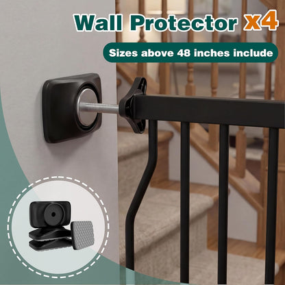 Extra Wide Baby Gate with Door, 52.76~62.2 Inch Wide Presure Mounted No Drill Metal Auto Close Child Gate for Stair Doorway - Indoor Outdoor Safty Gate for Toddler Dog Doggie, Black