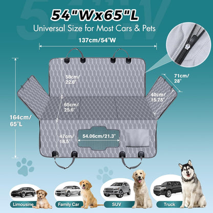 Chumajor Back Seat Extender for Dogs-Supports 400lb,Waterproof Dog Car Seat Cover Hard Bottom-Detachable,600D Heavy Duty Scratch Proof Nonslip Soft,Dog Hammock for Car,SUVs