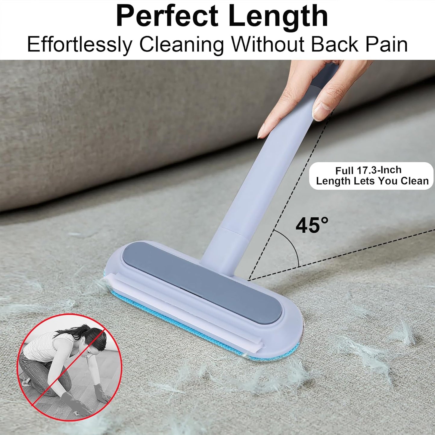 Pet Hair Remover for Furniture, 17.3Inch, Reusable Lint Brush for Dog and Cat Hair - Multifunctional Fur Removal Tool, Gentle on Couches, Carpets, Car Seat, Clothes, Bedding