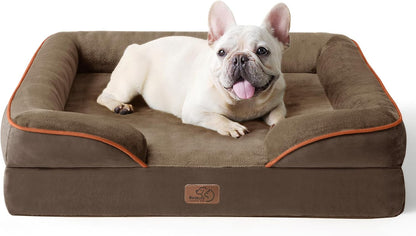 Bedsure Orthopedic Dog Bed Medium Size Dogs - Washable Small Medium Dog Cat Bed Waterproof, Comfort Cats Couch Sofa with Washable Removable Cover, Pets Bed with Nonskid Bottom, Grey, 28"