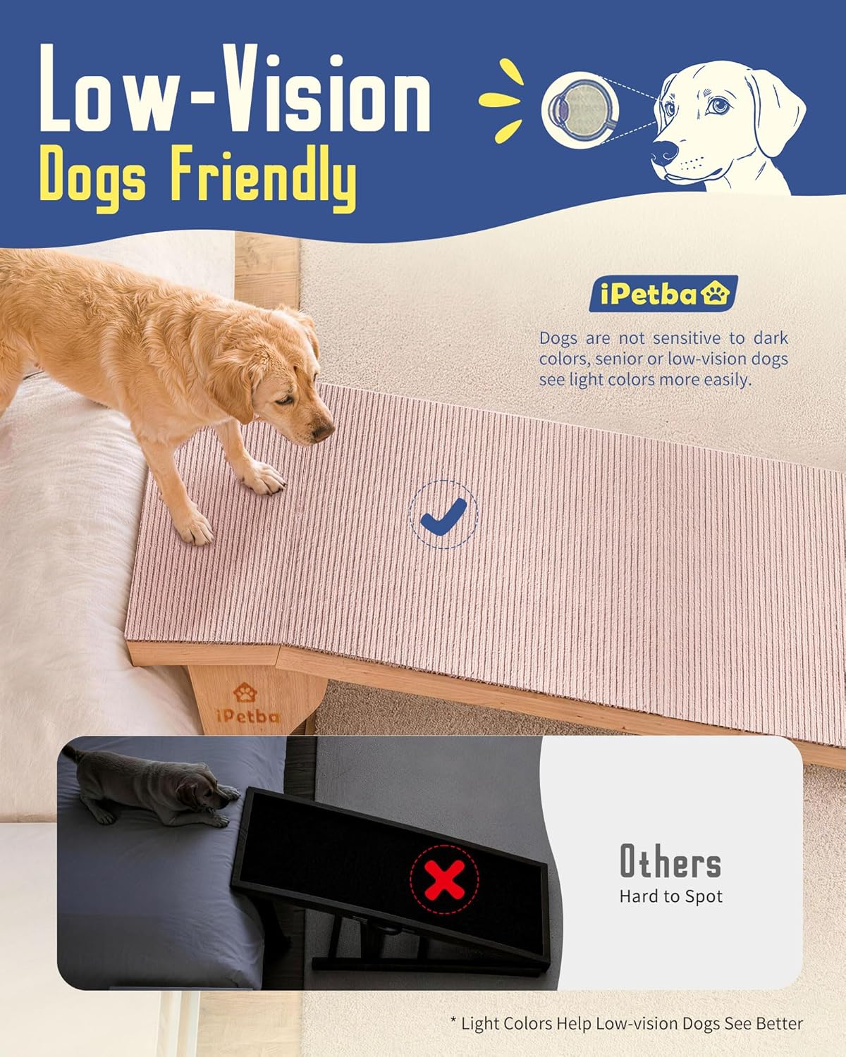 Dog Ramp for Couch - Joint & Spine Support for Small Dogs, 18" Adjustable Height, Anti-Slip & Foldable, Up to 35 lbs