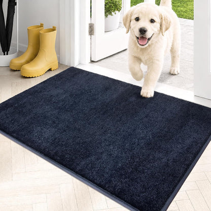 PURRUGS Dirt Trapping Door Mat 20" x 31.5", Non-Slip Machine Washable Entryway Rug, Dog Doormat, Indoor Front Door Mat, Super Absorbent Entry Rug for Muddy Shoes & Paws, Bluish Grey-Black