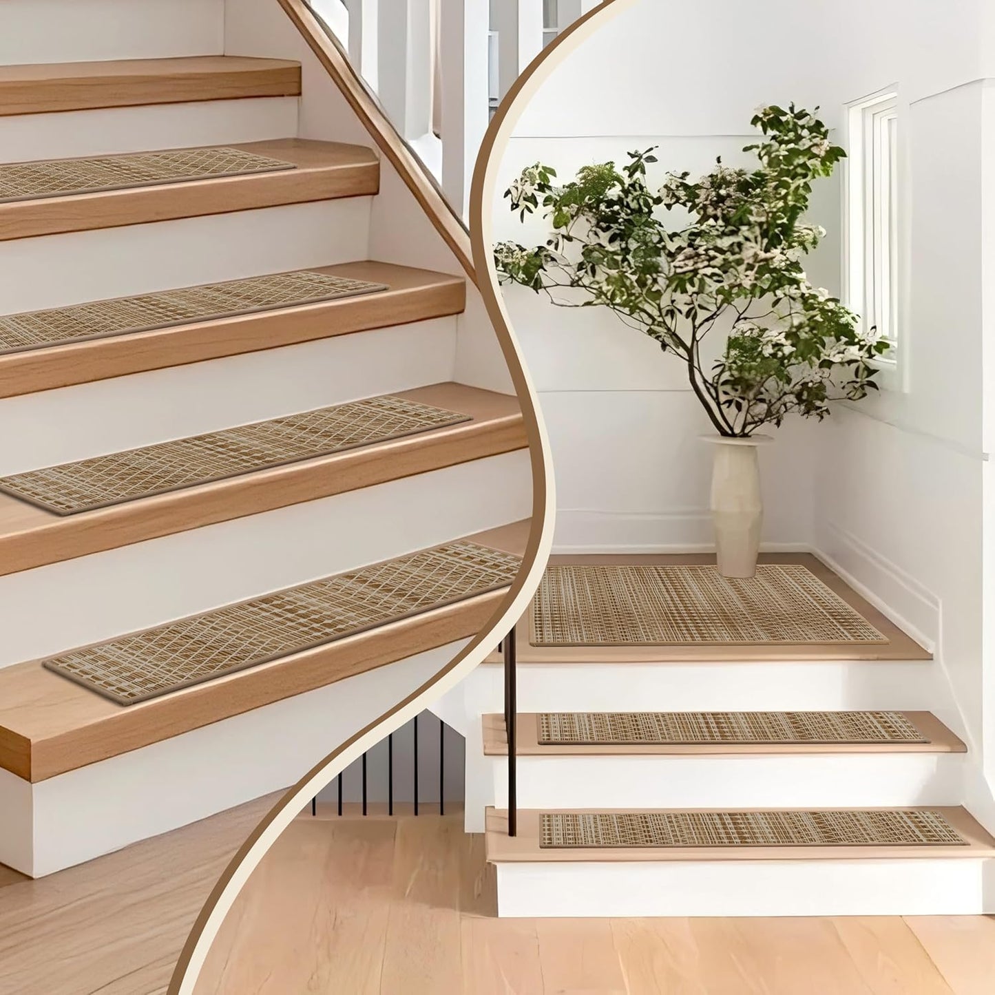 Non-Slip Stair Treads for Wooden Steps 15pcs,8"x30" Stair Carpet Treads for Indoor Use,Peel and Stick Stair Runners,Washable Reusable Adhesive Backing,Pet-Friendly Stair Capet for Kids,Elders,Dogs