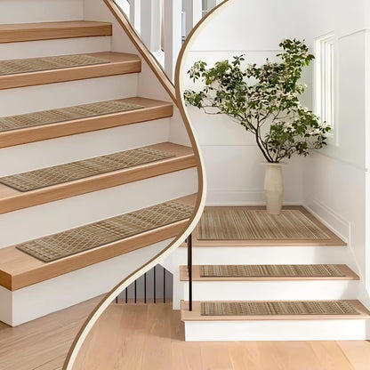 Non-Slip Stair Treads for Wooden Steps 15pcs,8"x30" Stair Carpet Treads for Indoor Use,Peel and Stick Stair Runners,Washable Reusable Adhesive Backing,Pet-Friendly Stair Capet for Kids,Elders,Dogs