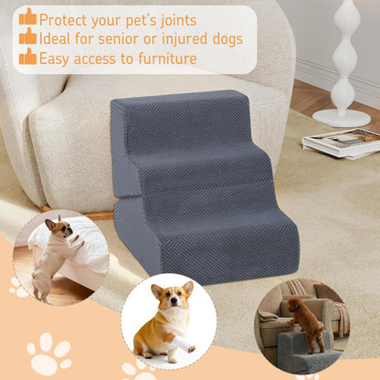 Dog Ramp for Bed, 23" H Dog Stairs for High Bed, 2 in 1 Pet Steps for Small Dogs, 5-Step Foldable Transformable Large Cats Ramp to Get on Couch, Non-Slip Balanced, Grey