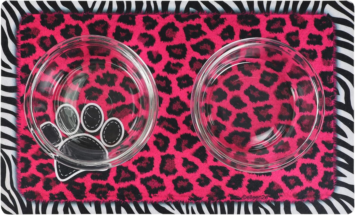 Drymate Pet Bowl Placemat, Dog & Cat Food Feeding Mat - Absorbent Fabric, Waterproof Backing, Slip-Resistant - Machine Washable/Durable (USA Made) (12” x 20”) (Indigo)