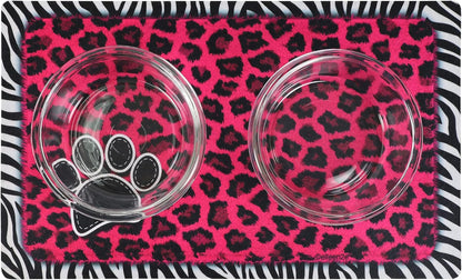 Drymate Pet Bowl Placemat, Dog & Cat Food Feeding Mat - Absorbent Fabric, Waterproof Backing, Slip-Resistant - Machine Washable/Durable (USA Made) (12” x 20”) (Indigo)