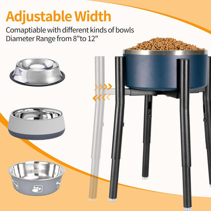 PROERR Single Dog Bowl Stand,Tall Dog Food Stand Adjustable Wide 7-11" Heights 14.5",Metal Elevated PET Bowl Holder Raised Water Feeder for Medium,Large Dog(Bowl Not Included)