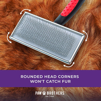 Ryan's Pet Supplies Paw Brothers Flat Slicker Brush for Dogs, Dog Brush for Long Haired Dogs, Professional Grade, Coated Tips, Gentle on Skin, Maximum Coverage, Extra Large