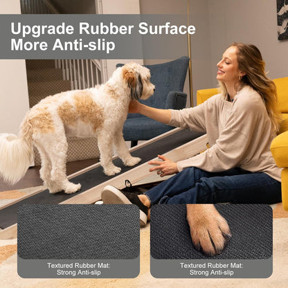 ABORON Antislip Dog Ramp, Adjustable Folding Pet Ramp for Small & Large Old Dogs & Cats, High Traction Portable Rubber Paw Ramps, Supports up to 200 lbs, Used for Bed Couch SUV, 39.3'' Long