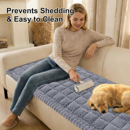 Smiry Non Slip Couch Covers for Dogs, Fuzzy Pet Couch Covers for 2-3 Cushion Sofa Pet Friendly, Soft Sofa Slipcovers Cushion Furniture Protector Washable (Beige, 27.6" x 59")