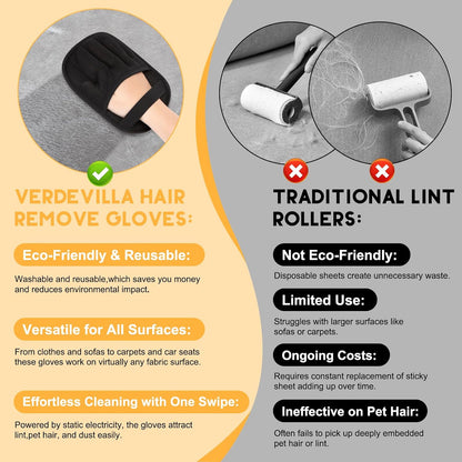 VerdeVilla Magic Brush Pet Hair Removal, Upgrated Pet Hair Remover Gloves for Cats Dogs, Efficient Grooming Gloves Brush for Couch, Furniture, Sofa, Clothing, Reusable Pet Hair Removal Tools,1PCS