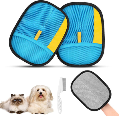 SAWMONG Pet Hair Removal Glove, 2Pcs Cat & Dog Reusable Pet Hair Remover Gloves New Upgrade, Grooming Pet Hair Remover Tool, Alternative to Lint Rollers