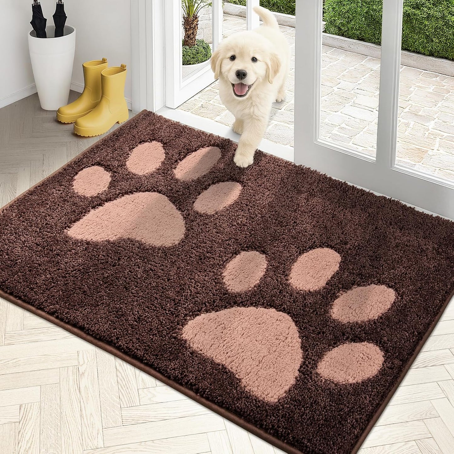 PURRUGS Dirt Trapping Door Mat 20" x 31.5", Non-Skid/Slip Machine Washable Microfiber Entryway Rug, Dog Doormat, Super Absorbent Welcome Mat for Muddy Wet Shoes and Paws, Grey