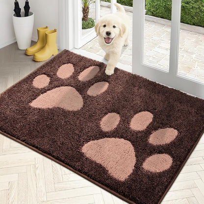 PURRUGS Dirt Trapping Door Mat 20" x 31.5", Non-Skid/Slip Machine Washable Microfiber Entryway Rug, Dog Doormat, Super Absorbent Welcome Mat for Muddy Wet Shoes and Paws, Grey