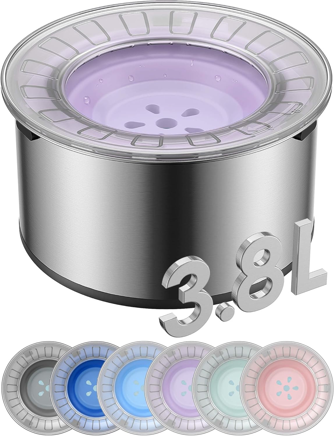 Heouvo 1 Gallon Large Dog Water Bowl No Spill,【Anti Digging Lid & Rubber Bottom】 Spill Proof Dog Bowl, Anti Splash Mess Dripless Slow Drinking Stainless Steel Water for Sloppy Messy Drinkers Car
