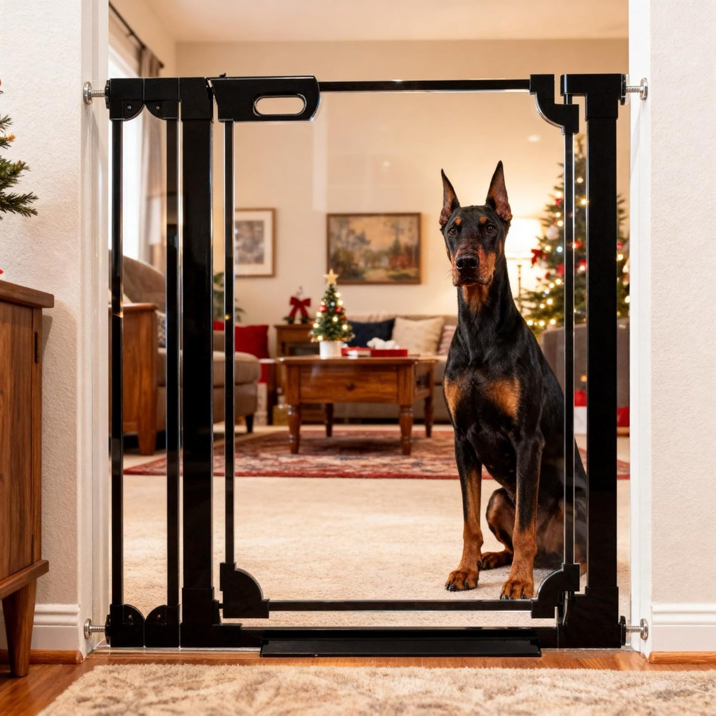 30.7" Tall Clear Acrylic Baby Gate 29.5"-47.2" Wide Pressure Mounted Clear Dog Gate Indoor - No Drill Auto Close, Walk Through Baby Gates for Stair & Doorways & Hallway