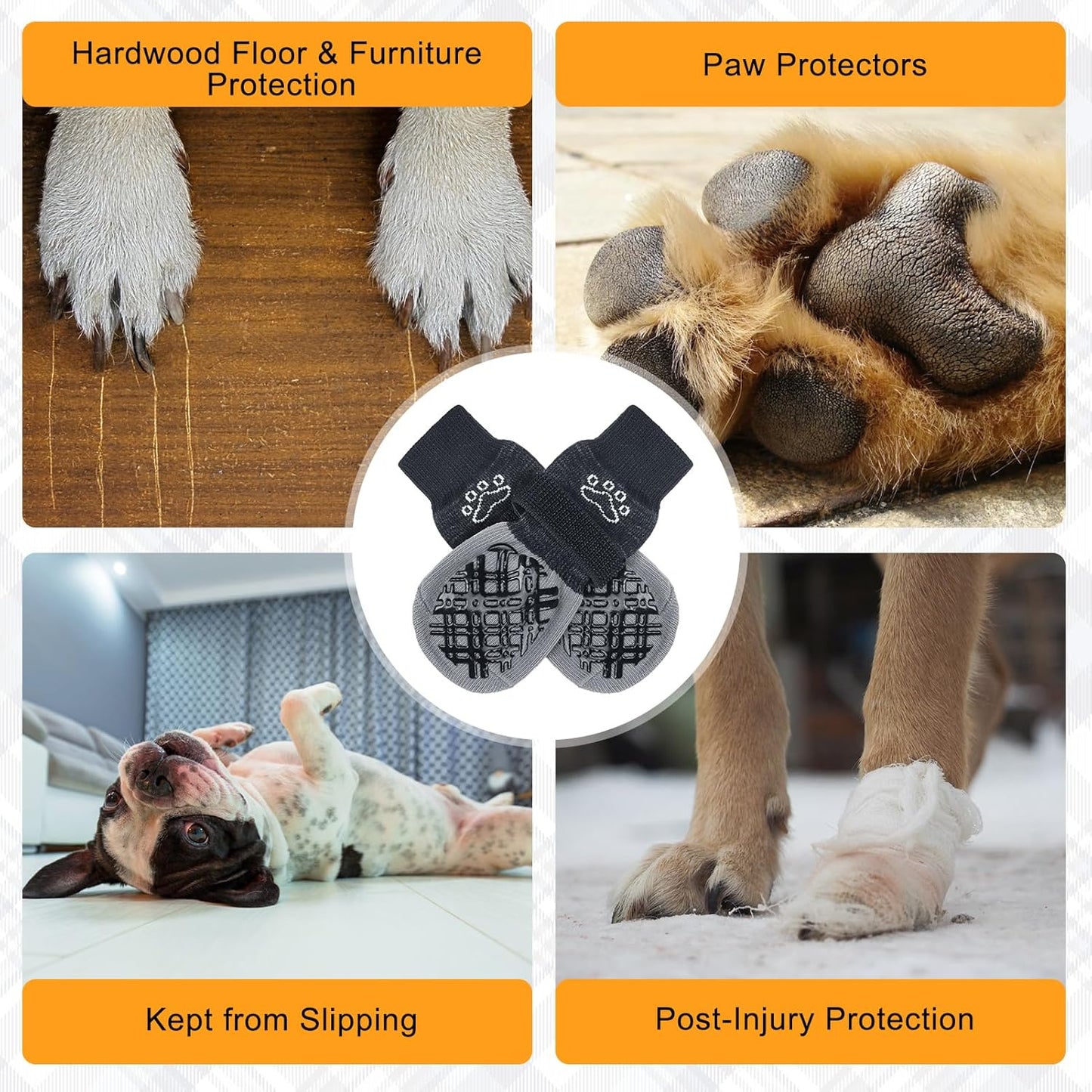 BEAUTYZOO Dog Socks to Prevent Licking Paws -Dog Shoes for Hot Pavement & Hardwood Floors Anti Slip, Traction Control Boots & Paw Protectors with Double Side Grips for Small Medium Large Senior Dogs