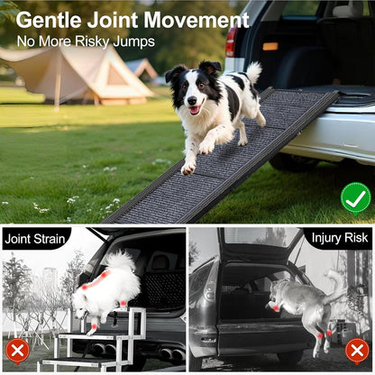 Dog Ramp for Car 63" Long & 17.3" Wide Portable Dog Ramps for Large Dogs with Non-Slip Rug Surface Dog Car Ramp for SUV Car & Truck, Folding Dog Ramp Up to 250LBS