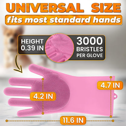 Cat and Dog Shampoo Gloves with 3000 Soft Bristles – 2-in-1 Dog Bath Gloves 11.6", Durable Silicone, Saves Shampoo | Massage, Grooming & Clean Wet or Dry – Made for Every Breed and Coat Style (Blue)