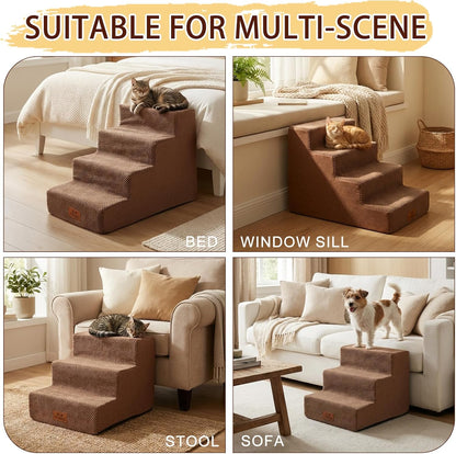2 Pack Dog Stairs for Small Dogs 3-Step Pet Stairs for Bed Couch Chair Stool Non-Slip Pet Steps for Puppy Small Dogs Cat Older Pet Grey 13.6" H