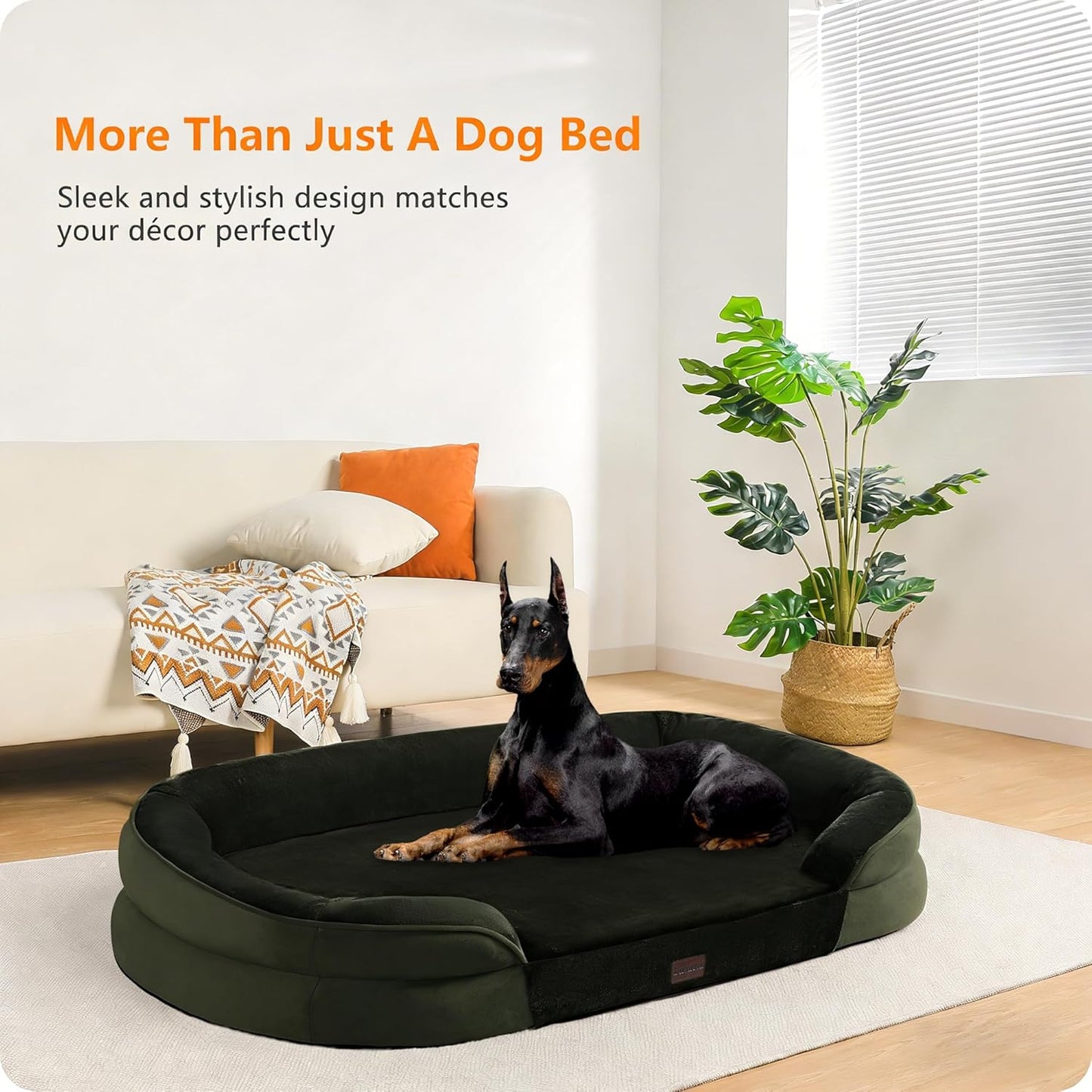 Dwanton Orthopedic Dog Bed for Medium Dogs with Gel Memory Foam, Waterproof Dog Sofa, Washable Pet Bed with Four Sided Bolster Cushion, Removable Cover & Non-Slip Bottom, 36", Dark Gray
