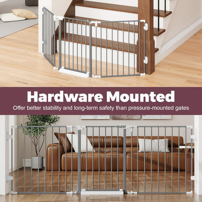 29.4-78" Extra Wide Baby Gate, Long Dog Gates Indoor for Doorways Stairs, Essential Large Safety Gate for Child Toddler with Anti-Trip Pedal, Adjustable Pet Gate, 28" Tall 3 Metal Panels Black