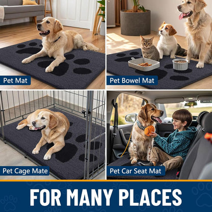 Smiry Dog Door Mat for Muddy Paws, Absorbs Moisture and Dirt, Low-Profile Entryway Mat with Non-Slip Backing, Entry Indoor Outdoor Doormat for Inside Floor (30x20 Inches, Grey, Striped)