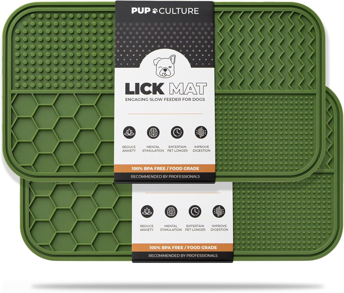 Pup Culture Dog Lick Mat for Dogs, Feeding Pad for Anxious Pets Plus 4 Different Puzzles for Mental Stimulation for Dogs - Supports Mental, Dental, and Digestive Health, Bite Resistant and Heavy Duty