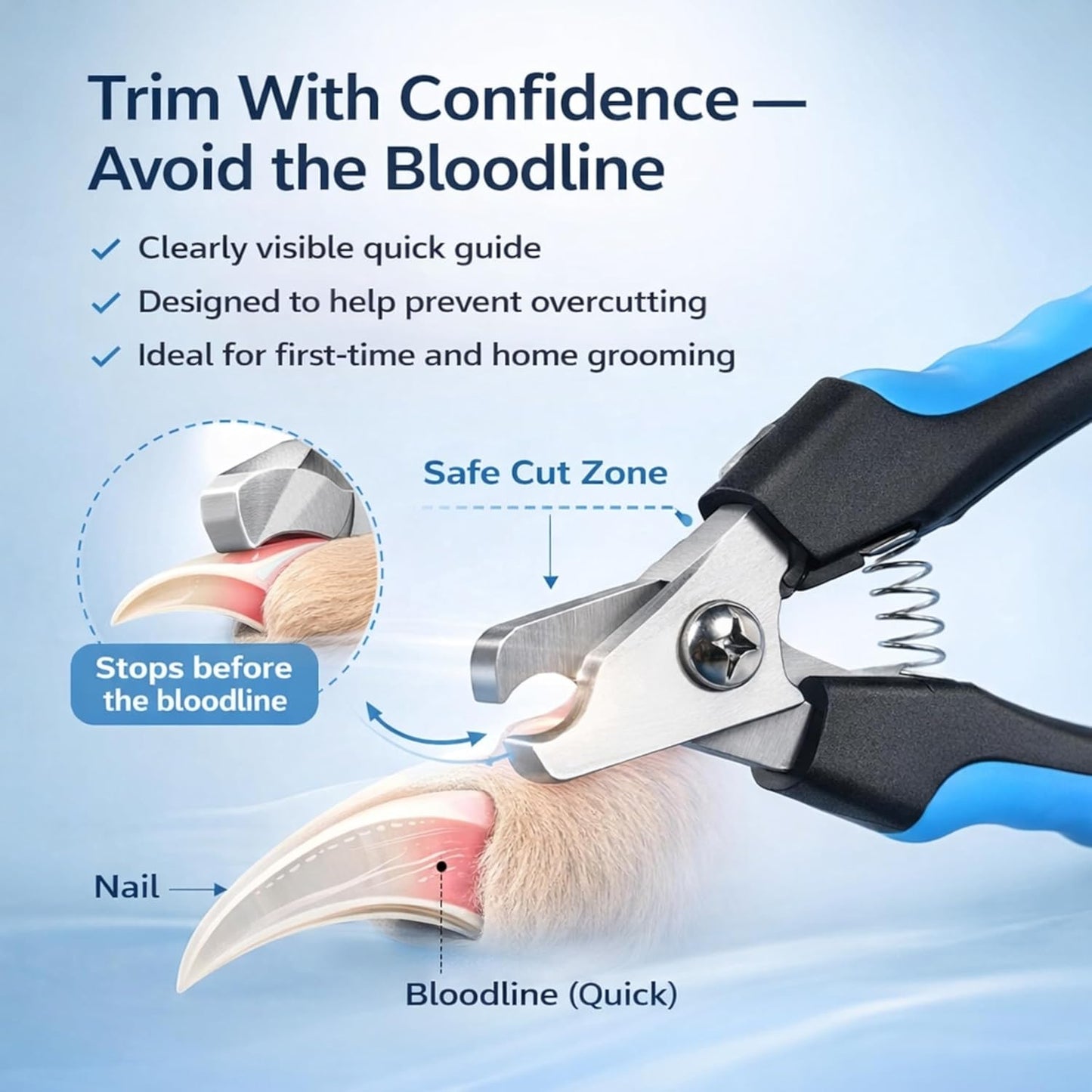 Dog & Cat Nail Clippers & Trimmers - Extra Sharp Dog Clippers with Stainless Steel Blades & Safety Guard to Avoid Overcutting - Ergonomic Cat Nail Clippers with Non-Slip Grip & Lock Feature