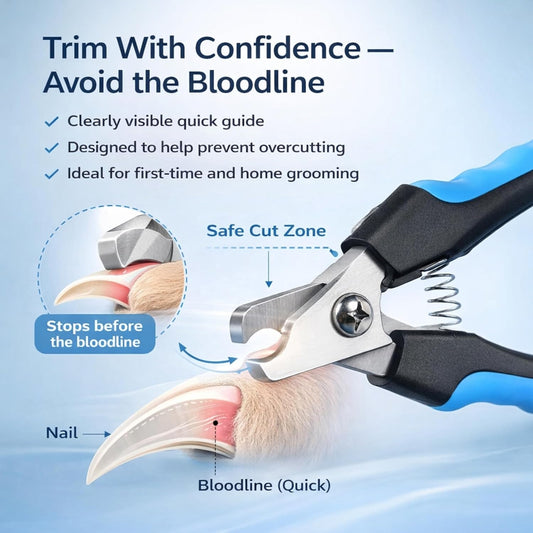 Dog & Cat Nail Clippers & Trimmers - Extra Sharp Dog Clippers with Stainless Steel Blades & Safety Guard to Avoid Overcutting - Ergonomic Cat Nail Clippers with Non-Slip Grip & Lock Feature