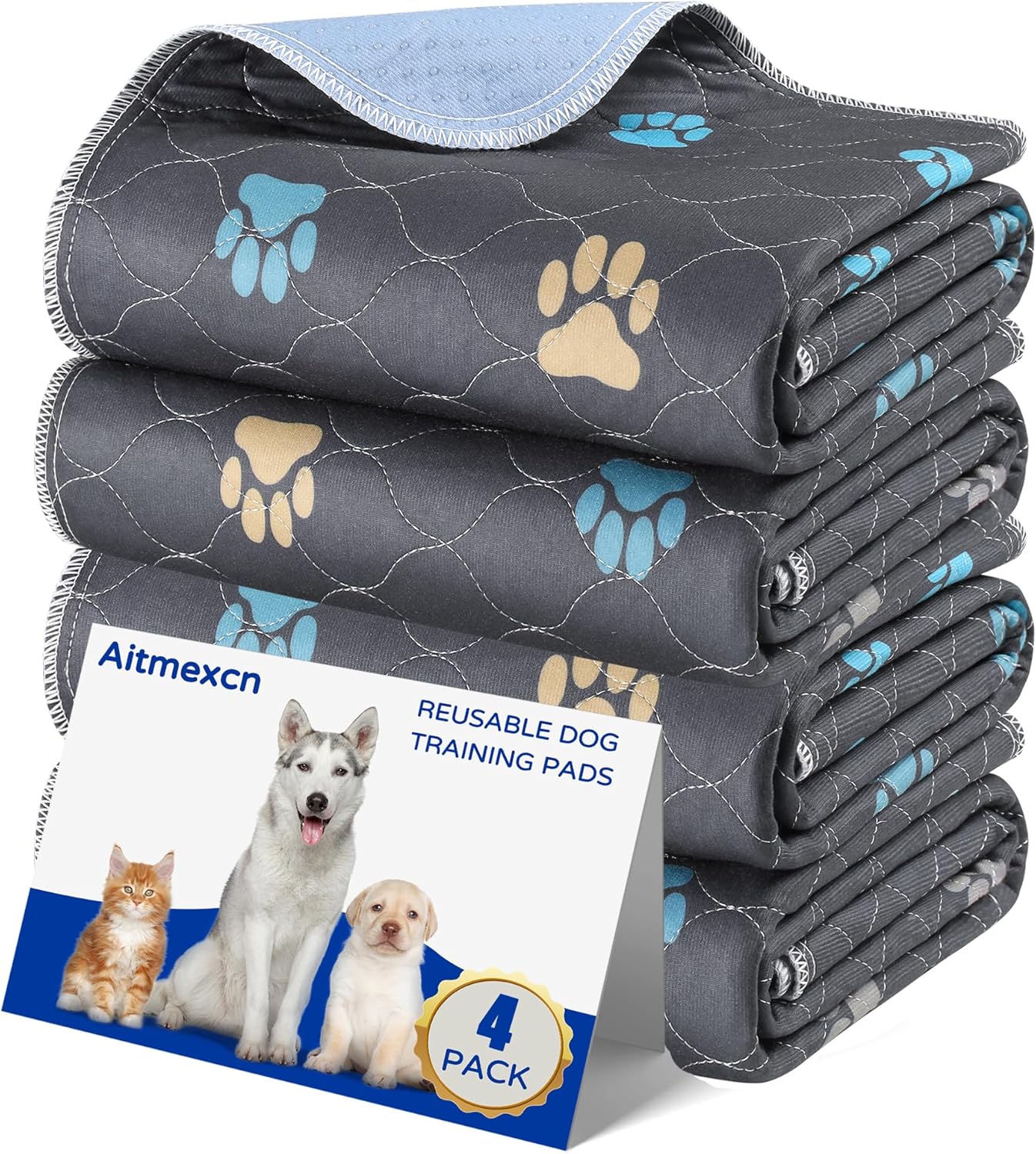 Aitmexcn Washable Puppy Dog Pee Pad, 2PCS 100% Waterproof Whelping Training Mat for Puppy/Senior Dog, Fast Drying Reusable Puppy Pads for Indoor, Outdoor and Car Travel- 24'' x 36''