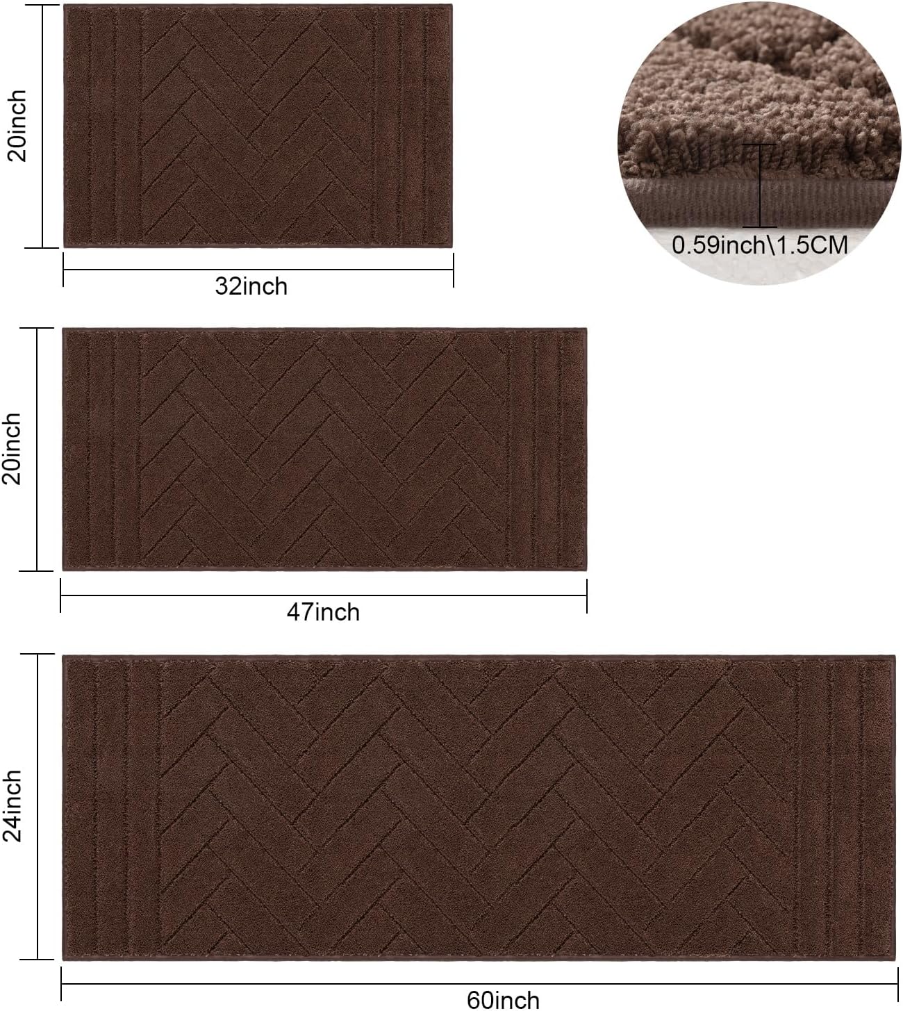 Tindbea Dog Mat for Mud Paws,Absorbs Moisture Dirt Non-Slip Washable Mud Mat for Dogs,Soft Rubber Backing Front Inside Pet Rug for Entryway, Dog Paws, Patio(20"x48",Charcoal)