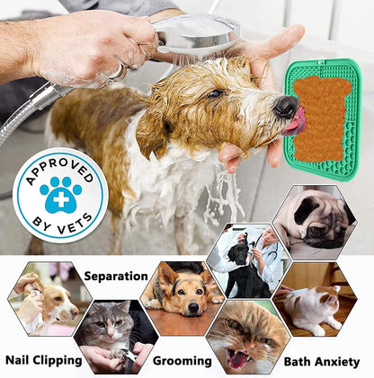 Lick Mat for Dogs, Dog Lick Mat with Suction Cups for Anxiety, Peanut Butter Dog Licking Mat Slow Feeder Dispensing Treater Lick Pad for Dogs Cats Grooming Bathing and Training (Grey)
