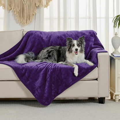 Waterproof Blanket for Bed Couch Sofa, Soft Liquid Pee Proof Pet Blanket for Dog Puppy Cat, Reversible Sherpa Fleece Furniture Protector (Dark Purple, 50x60 inches)