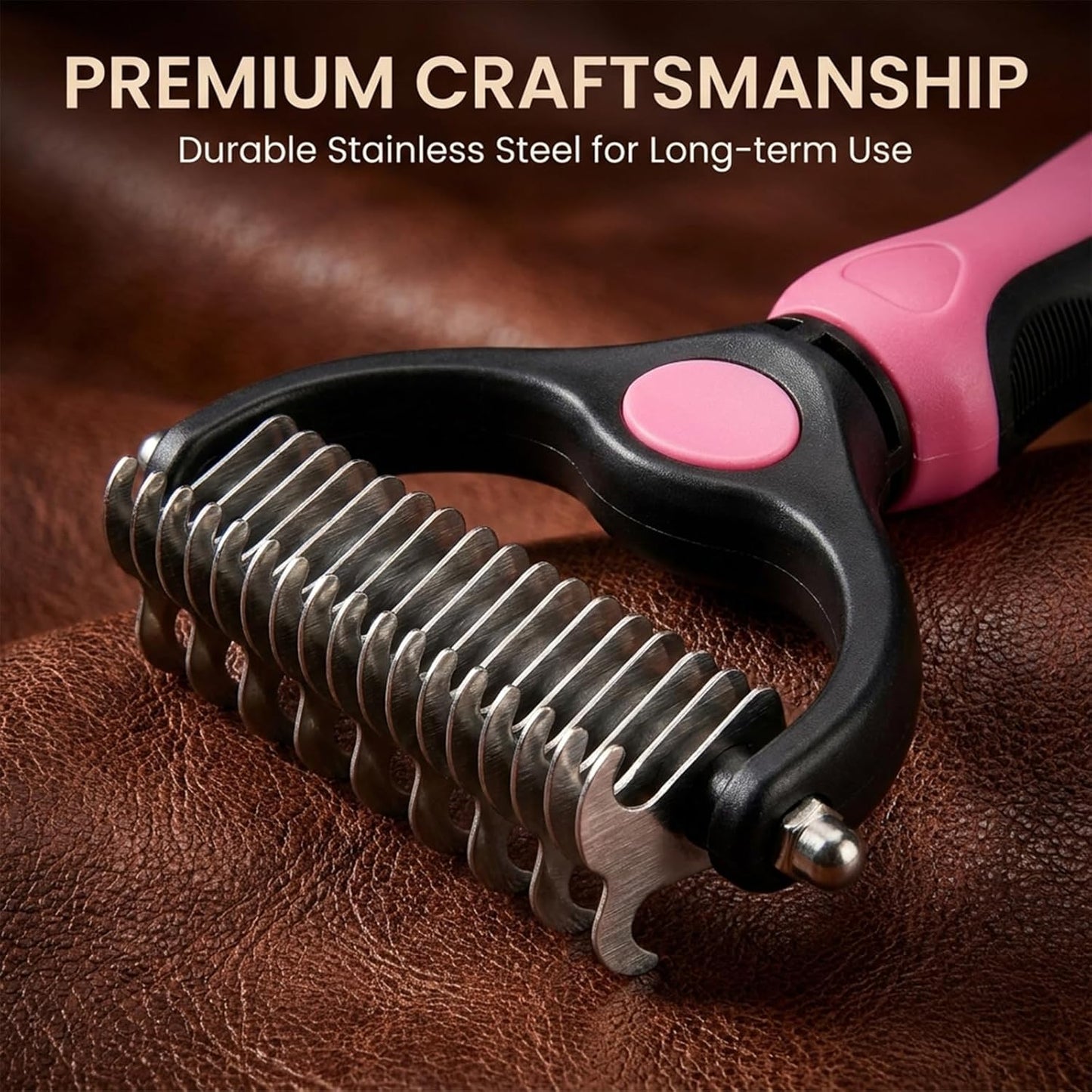 Sakerplus Pet Grooming Tool for Dogs & Cats, Professional Deshedding & Dematting Brush, Stainless Steel Undercoat Rake for Long & Short Hair Pets, Gentle Pet Hair Remover Comb (Blue,Small+Large)