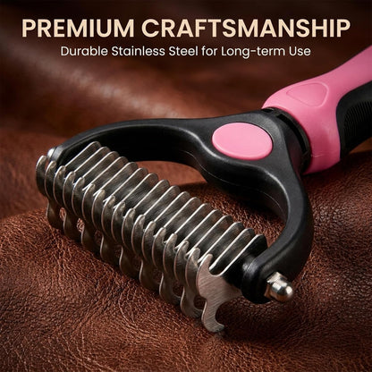 Sakerplus Pet Grooming Tool for Dogs & Cats, Professional Deshedding & Dematting Brush, Stainless Steel Undercoat Rake for Long & Short Hair Pets, Gentle Pet Hair Remover Comb (Blue,Small+Large)