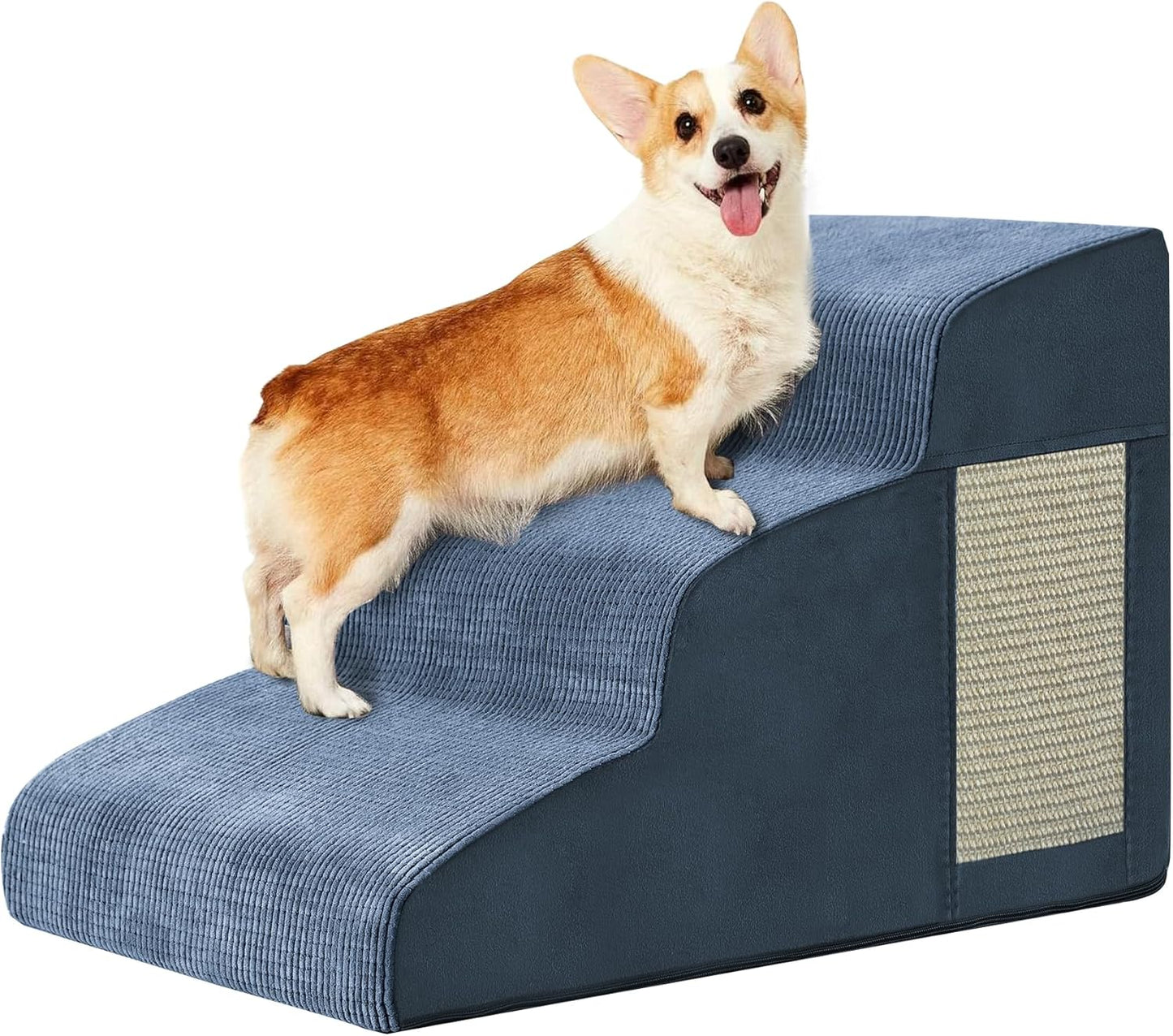 Dogs Steps for Bed, Dog Stairs for Small Dogs, 2-Step Dog Ramp for Bed, Couch, Sofa, and Chairs, Non-Slip Bottom Design, Cat Scratching, High Density Foam Portable Pet Step, Indoor, Grey