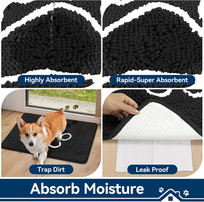 Bcoimo Super Absorbent Dog Door Mat, 30"*20" Anti Slip Mat for Muddy Paws, Pet Rugs for Dirty Paws Washable that Absorbs Moisture and Dirt, for Dog Cage and Pet Resting Carpet
