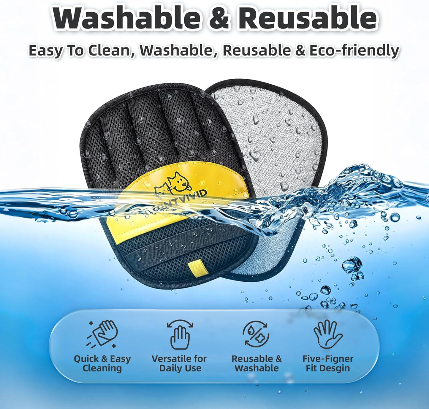 Pet Hair Removal Glove,Newly Upgraded Reusable Electrostatic Cat & Dog Hair Remover for Furniture, Couch,Carpets & Laundry – Magic Brush Hair Cleaning Tool for Pet Owners