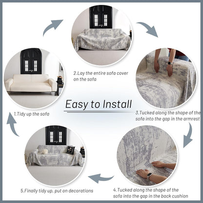MYSKY HOME Couch Cover for Dogs, Washable Couch Covers, Non Slip Sofa Cover, Couch Cover 2 Cushion Sofa Dogs Furniture Protector with Tassels, Chenille Sofa Slipcover for Pets, 71"x118", Dark Grey