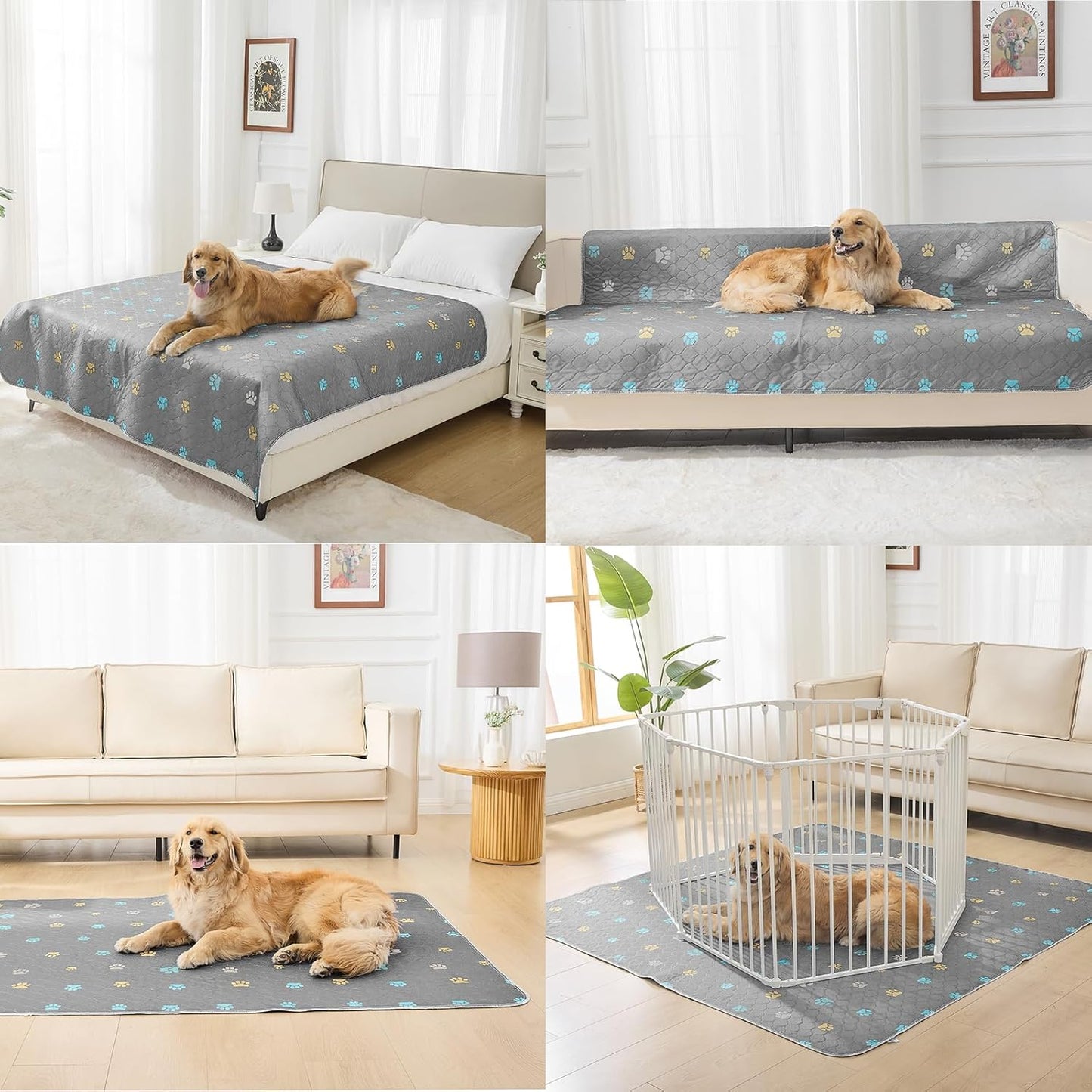 Aitmexcn Washable Puppy Dog Pee Pad, 2PCS 100% Waterproof Whelping Training Mat for Puppy/Senior Dog, Fast Drying Reusable Puppy Pads for Indoor, Outdoor and Car Travel- 24'' x 36''