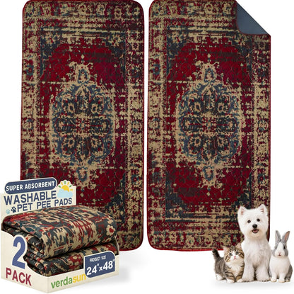 Washable Pee Pads for Dogs, Reusable Puppy Potty Training Pads, Ultra-Absorbent Thick Waterproof Leak-Proof Non-Slip Pads & Mat for Crate, Playpen, Floor, Whelping & Housebreaking , 2 Pack 18"x24"