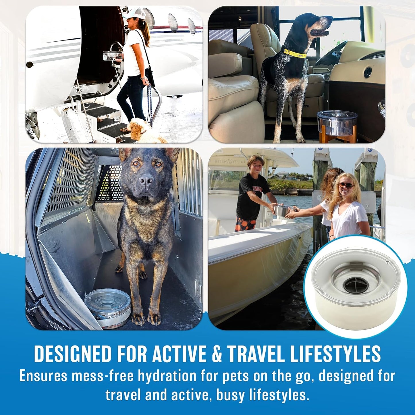 Slopper Stopper Stainless Steel Dripless Water Bowl with Tritan Plastic Lid – Holds 1 Gal, Reduces Spills & Trails Up to 85%+, Water Bowl for Large Breed Dogs (51-85 lbs), The Original Slobber Stopper